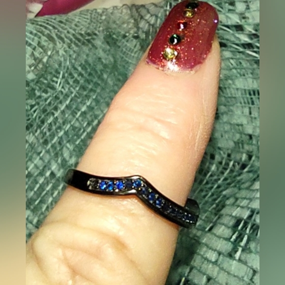 Blue Zircon Stacking Band - Picture 3 of 12